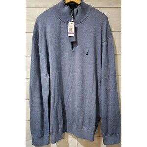 NWT NAUTICA Men's Dpandchorht Blue Pullover Sweater 1/4 Zip Size XXL